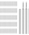 400 Pcs Double Head Skirting Nails With Four Tools For Seamless Baseboard Installation In Solid Wood Trim No Pre Drill Needed Angled Driving Barrels Included For Easy Invisible Finish And Double Sided Hidden Fix, showing silver nails and driving barrels.