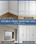 400 Pcs Double Head Skirting Nails With Four Tools For Seamless Baseboard Installation In Solid Wood Trim No Pre Drill Needed Angled Driving Barrels Included For Easy Invisible Finish And Double Sided Hidden Fix used in various home installations