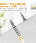 400pcs Double Head Skirting Nails with 4 Tools displayed with seamless design and strong grip for solid wood trim installation.