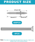 Diagram showing product dimensions of 400 Pcs Double Headed Skirting Nails With Sleeve Tools For Baseboard Trim