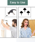 Man using 30 Pack Double Headed Push Pins Picture Hangers And Wall Hooks For Drywall And Cork Board, woman showing hook on board