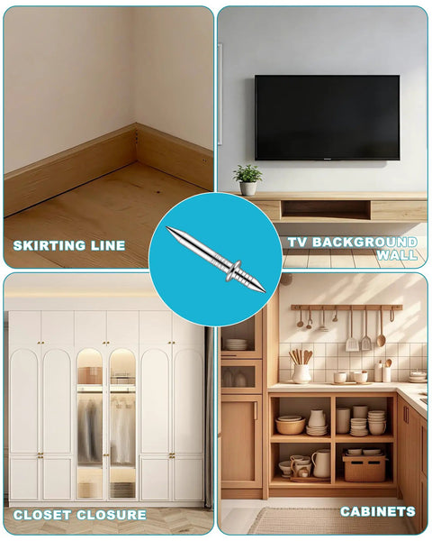 400 Pcs Double Headed Skirting Nails With Sleeve Tools for baseboard trim on skirting line, TV wall, closet, cabinets