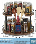 12 Inch Wood Lazy Susan Organizer for Cabinet With Double Layer Rotating Design and Plum Blossom Shape, Holds 40 Spices