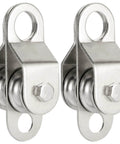 Front view of Double Pulley Block Small Snatch Cable for 0.23Inch/6mm Wire Rope, aluminum-zinc, showing two pulleys.