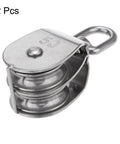 2pcs M50 Double Pulley Block, Stainless Steel Swivel Rigging Lifting Wheel Fixed Pulley, Crane Hanging Wire Towing Wheel, Rope Cable Pulley Roller