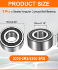 Dimensions of Double Row Sealed Angular Contact Ball Bearing 30x72x30.2mm 2 Pack for Motors, Pumps, and Gearboxes