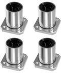 Four Double-Seal 20mm ID Linear Bearings with Square Flange for smooth, low-friction motion in CNC and 3D printer slides.