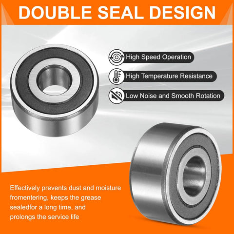 Double seal design of Three Pack Double Row Sealed Angular Contact Ball Bearings 20 By 47 By 20.6 Millimeters 3204 2RS 5204 2RS