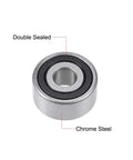Front view of chrome steel angular contact ball bearing 10x30x14.3 mm, double-sealed.