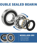 Exploded view of 20-Pack 608-2RS Sealed Deep Groove Ball Bearings, GCr15 Bearing Steel with double-rubber shields, model 608-2RS.