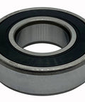 Close-up of 2 Pack 6205-2RSH Deep Groove Ball Bearings 25x52x15mm Double Sealed on a white background.