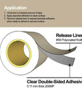 Diagram of Double Sided Adhesive Transfer Tape Sheet Roll 8 Inch Wide By 15 Feet, 468MP Heavy Duty, showing release liner and adhesive layers.