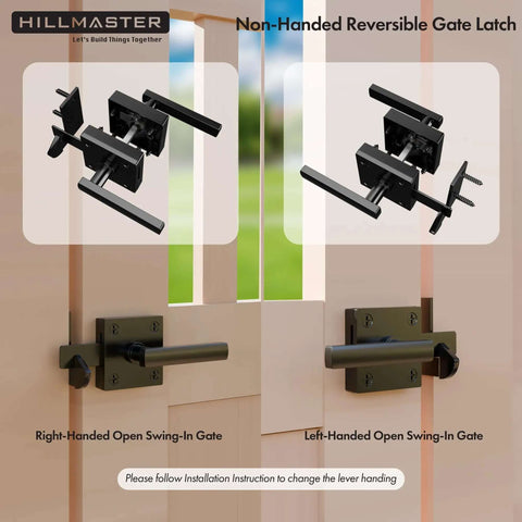 Double Sided Gate Latch For Wooden Fence Built Tough Heavy Duty Aluminum Alloy Self Locking Swing Gate Hardware installed on gate