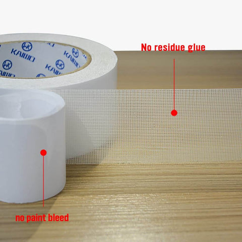 Heavy Duty Double Sided Carpet Tape 4 Inch By 30 Yard Keeps Rugs In Place On Carpet Hardwood Floors Outdoor Rugs And Stair Treads No Residue Easy To Install White on a wooden surface.