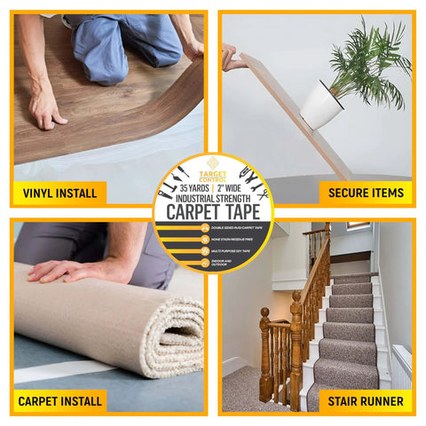 Heavy Duty Double Sided Carpet Tape For Area Rugs On Tile And Hardwood Floors No Damage 105 Feet By 2 Inches Rug Tape For Tile Floors