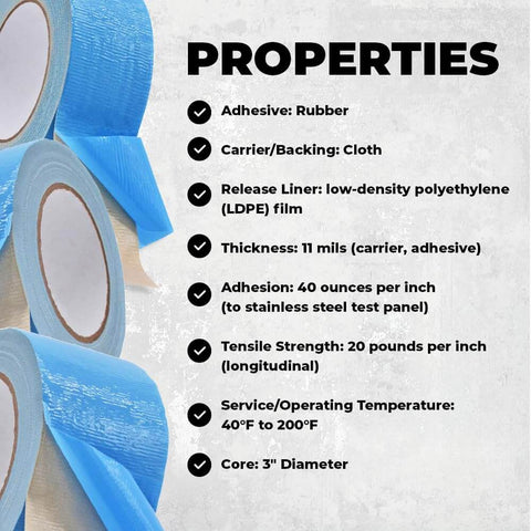 Heavy Duty Double Sided Carpet Tape 2 Inch By 25 Feet visible with product properties and specifications displayed.