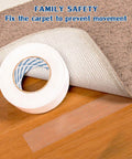 Heavy Duty Double Sided Carpet Tape 4 Inch By 30 Yard Keeps Rugs In Place On Carpet Hardwood Floors Outdoor Rugs And Stair Treads No Residue Easy To Install White, shown with carpet on hardwood floor.