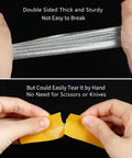 Hands demonstrating the flexibility and tearability of Heavy Duty Double Sided Mounting Tape 2 Inch By 66 Feet With Fiberglass Mesh.