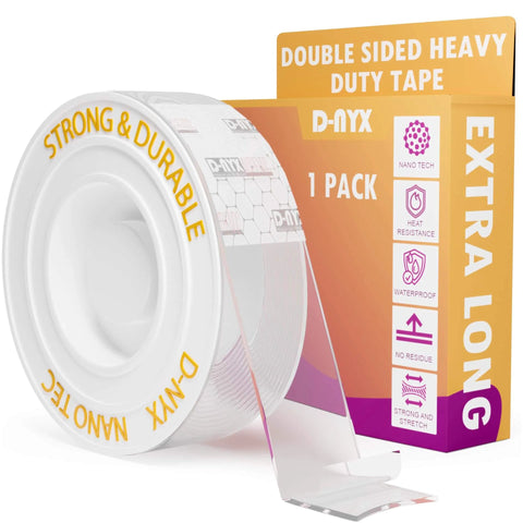 Ultra Strong Double Sided Tape For Wall Mounting, Clear Nano Adhesive, 1.18 Inch Wide By 118 Inch Long roll and box
