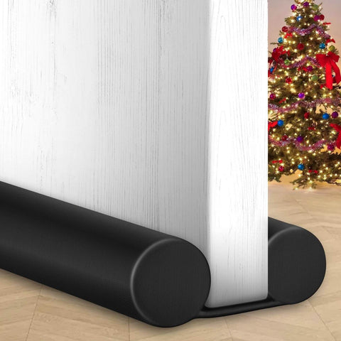 Double Sided Door Draft Stopper For Bottom Of Doors 38 Inches Black Noise Reducer And Breeze Blocker Weather Stripping And Insulation Seal Gap Filler