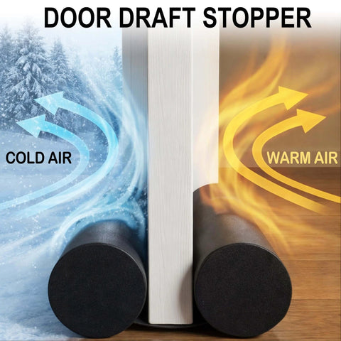 Double Sided Door Draft Stopper For Bottom Of Doors 38 Inches Black Noise Reducer And Breeze Blocker installed on interior door