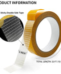 Heavy Duty Double Sided Fabric Tape For Clothes, Carpets, Rugs And Home Decor, Clear Adhesive Tape 1 Inch Wide By 33 Feet Long