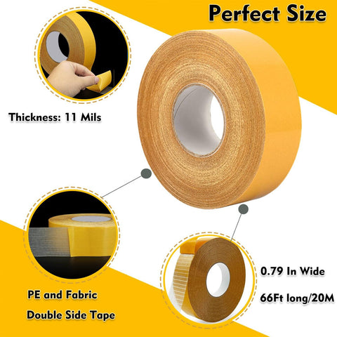 Double Sided Fabric Tape Heavy Duty Mounting Tape For Clothes Carpet Arts And More 0.79 Inch Wide By 66 Feet Long Fiberglass Mesh