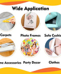 Image showing wide applications of Double Sided Fabric Tape Heavy Duty Mounting Tape For Clothes Carpet Arts And More 0.79 Inch Wide