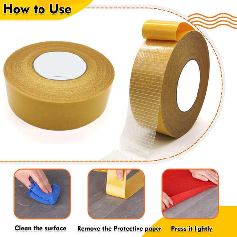 Double Sided Fabric Tape Heavy Duty Mounting Tape For Clothes Carpet Arts And More 0.79 Inch Wide By 66 Feet Long Fiberglass Mesh