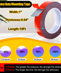 1-Inch Wide Double Sided Foam Tape For Outdoor Use Waterproof Heavy-Duty Mounting Tape With Super Strong Adhesive That Holds Tight Great For Automotive Interior Or Exterior Decor Quick Install 15 Ft Length.