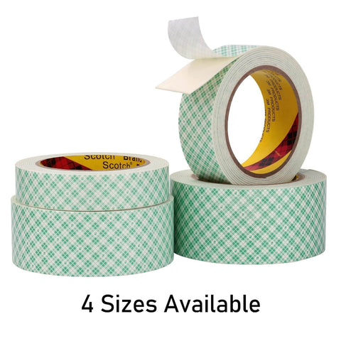 Double Sided Foam Tape Half Inch By 10 Feet For Bonding And Mounting Interior Signage Nameplates DIY Projects, Crazy Sticky Adhesion On Metal Glass Tile Wood Plastic White 1 Pack, four rolls, green pattern, three stacked, one upright with peel