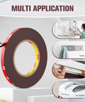 Heavy Duty Double Sided Mounting Tape Waterproof Foam Tape 33 Feet Long 0.39 Inch Wide For LED Strip Lights And Home Office Decor