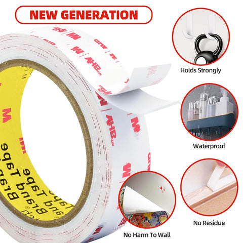 Heavy Duty Double Sided Foam Tape 0.39 Inch Wide By 9.85 Feet Long Removable Mounting Tape for walls and decor use. Waterproof.