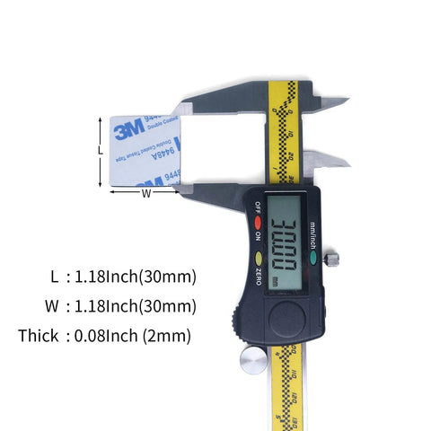 Heavy Duty No Fuss Double Sided Foam Tape Kit With Waterproof Adhesive Mounting Tape square piece measured with caliper