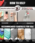 Usage instructions and recommended surfaces for Navona 16Pack Heavy Duty Double Sided Mounting Tape – VHB 5952 Foam Tape.
