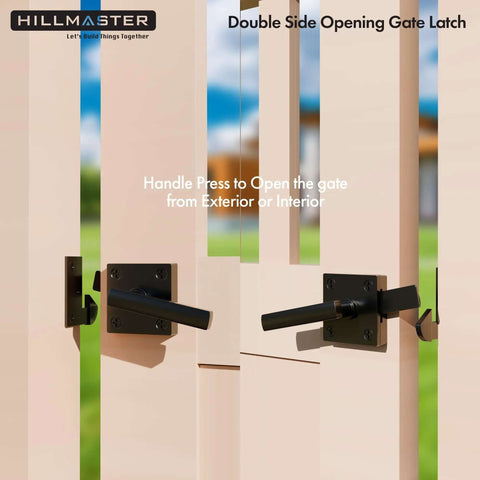 Double Sided Gate Latch For Wooden Fence Built Tough Heavy Duty Aluminum Alloy Self Locking Swing Gate Hardware installed