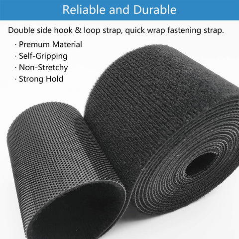 Double Sided Hook And Loop Straps For Quick Wrap Cable Bundling And Organization Heavy Duty 2 Inch Wide Self Gripping Nylon Roll Cut To Length Reusable Cable Management Straps 16 Feet Long
