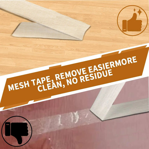 Heavy Duty Double Sided Fabric Tape 1 Inch By 33 Feet Sticky As Heck Carpet And Rug Tape showing clean removal from surfaces.