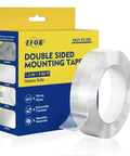 Heavy Duty Double Sided Tape Nano Mounting Tape Clear Multipurpose Adhesive For Home And Office, Super Strong Grip On Walls Glass Metal And Plastic, 1.2 Inch Wide By 9.85 Feet Long, 1 Pack packaging and roll of tape