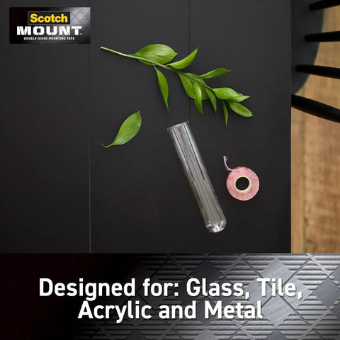 Clear Double Sided Mounting Tape With Ultra Strong 3M Industrial Adhesive, 1 Inch By 37.5 Feet Roll, shown in package