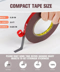 Person holding Heavy Duty Double Sided Mounting Tape Waterproof Foam Tape 33 Feet Long 0.39 Inch Wide with thickness details
