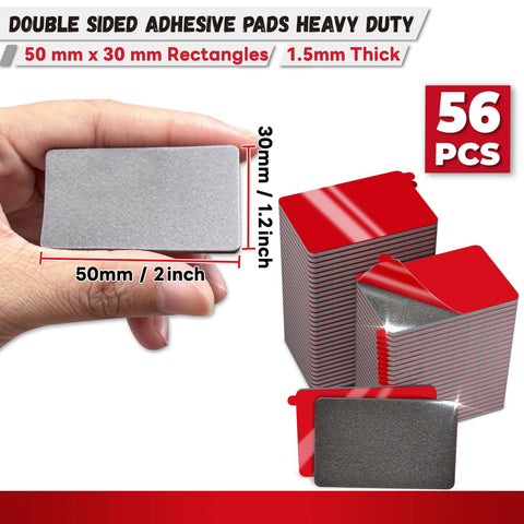 UltraSticky Heavy Duty Double Sided Mounting Tape Pads 56 Pieces 2x1.18 Inch Rectangles Heat Resistant 1.5mm Thick