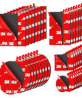 Heavy Duty Double Sided Mounting Tape 40 Piece Pack With Waterproof Adhesive Pads in square and round shapes displayed.