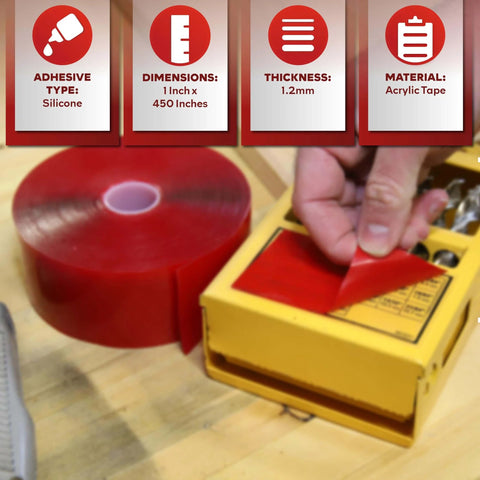 Heavy Duty Double Sided Mounting Tape Removable Clear Adhesive 1 Inch By 450 Inch with acrylic tape and silicone adhesive