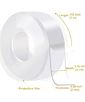 Double Sided Heavy Duty Adhesive Tape For Hanging Decorations And Lights Indoors Or Outdoors Ultra Strong Nano Tape With Reusable No Nails Needed Damage Free Hold 1.2 Inch By 120 Inch Pack Of 1 Great For Garlands And More, shown as a roll with measurements highlighted.