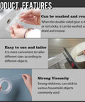Demonstration of Double Sided Nano Tape 2 Inch By 33 Feet Heavy Duty Mounting Gel Tape being washed, cut, and displayed.