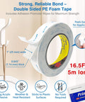 Removable Double Sided Mounting Tape 1 Inch By 16.5 Feet Heavy Duty PE Foam With Strong Adhesive For Posters And Picture Hanging