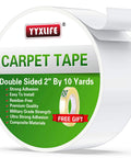 Heavy Duty Double Sided Rug Tape For Hardwood Floors And Tile Non Slip Anti Curling Floor Tape For Area Rugs Mats And Carpets No Residue Super Strong Hold Easy Cut To Fit 2 Inch By 10 Yards White packaging