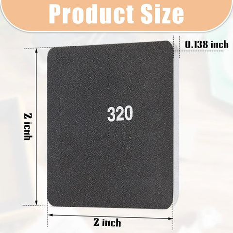 Close-up of Double Sided Sanding Pads Kit 30 Pcs 2x2 In For Plastic And Acrylic Grit 320 600 showing dimensions