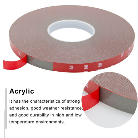 Heavy Duty Double Sided Tape 0.39 Inch By 108 Feet Waterproof Foam Mounting Adhesive for LED Strip Lights, red backing visible